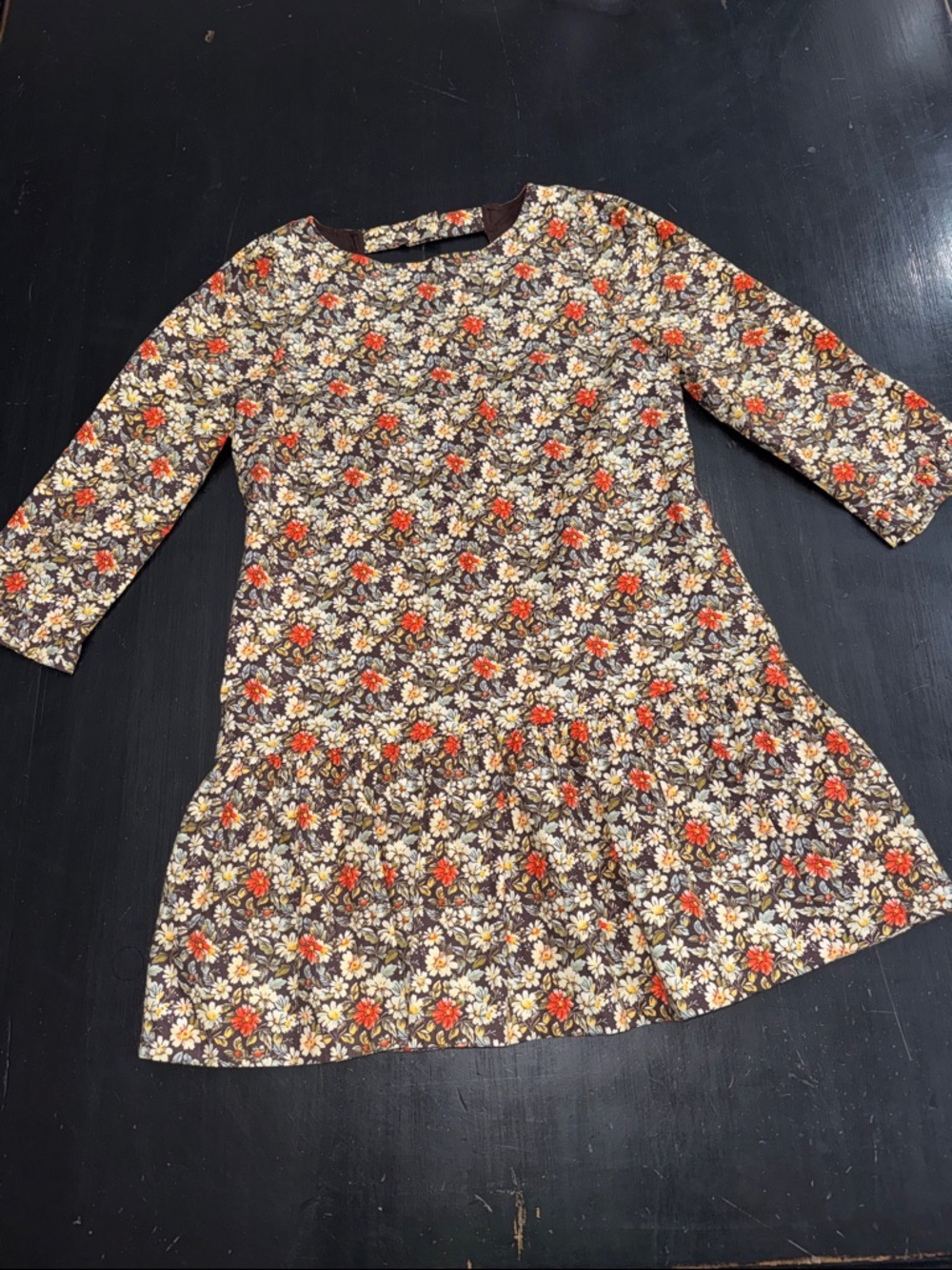 free people mini dress. size small. fall floral. back cut out. NEW no tags.